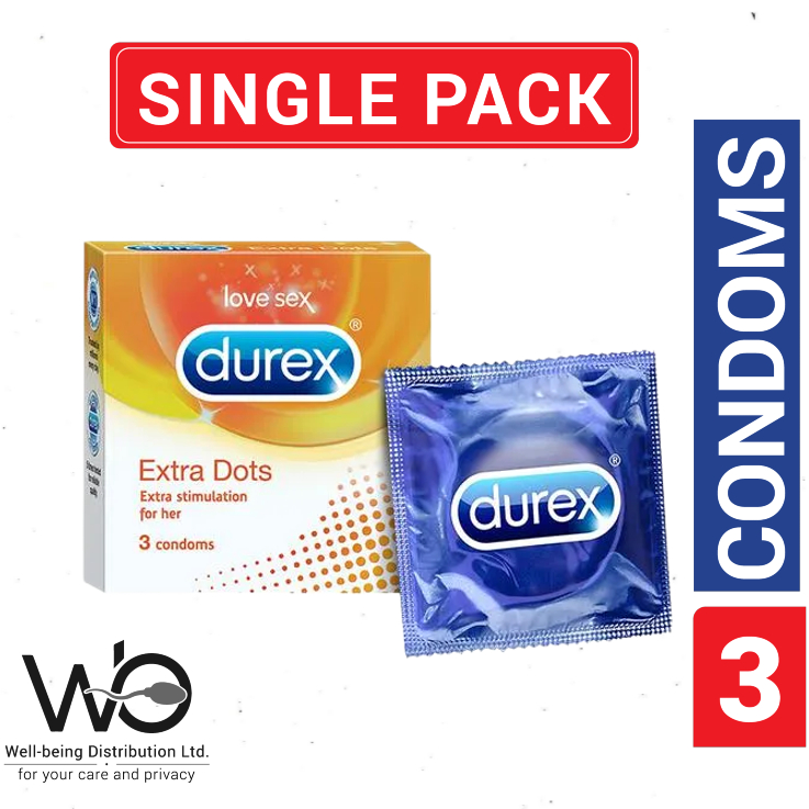 Picture of Durex Extra Dotted Condoms For Men | 3pcs