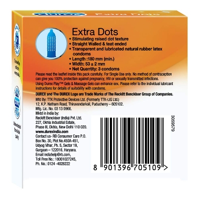 Picture of Durex Extra Dotted Condoms For Men | 3pcs