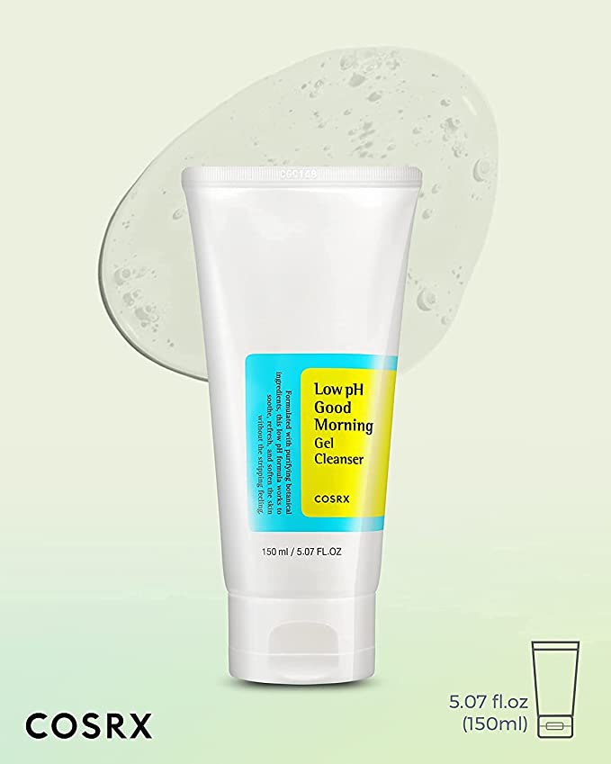 Picture of COSRX Low pH Good Morning Gel Cleanser 150ml Daily Mild Face Cleanser for Sensitive Skin with BHA & Tea-Tree Oil, PH Balancing | Korea