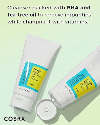 Picture of COSRX Low pH Good Morning Gel Cleanser 150ml Daily Mild Face Cleanser for Sensitive Skin with BHA & Tea-Tree Oil, PH Balancing | Korea