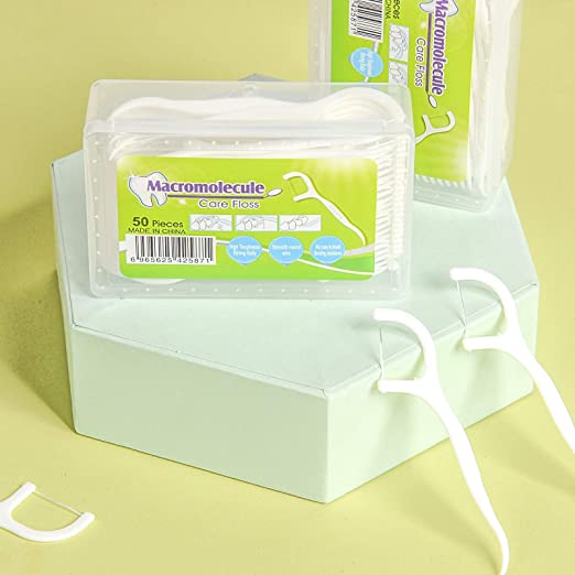 Picture of Dental Floss Pick 50 Pcs Box -  Dental Floss Toothpick Interdental Cleaner Toothpick Flosser