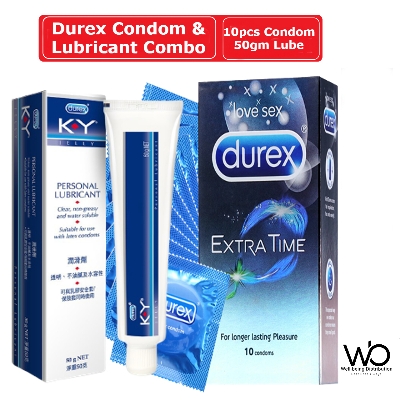 Picture of Durex Condom & Lubricant Combo - Durex Extra Time Condom 10pcs & Durex KY Jelly Personal Lubricant 50gm