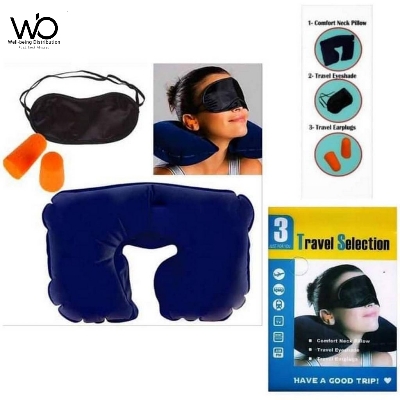 Picture of 3in1 Travel Selection Travel Set - Comfortable Neck Pillow, Eye Shade Mask, Ear Plugs