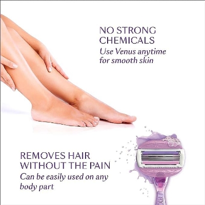 Picture of Refills 2pcs - Venus Comfortglide Hair Removal Razor Blades/ Refills/ Cartridges | For Women | Avocado Oils & Freesia scent soap gel bars