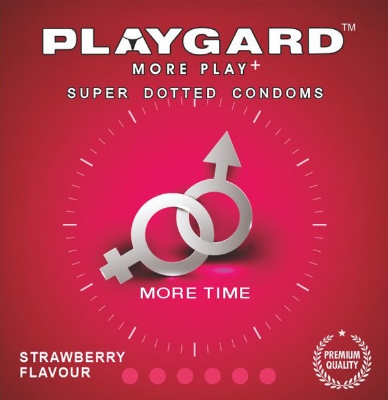 Picture of Playgard Condom Strawberry Flavor Super Dotted Condom 3s Pack - More Play More Time Condom