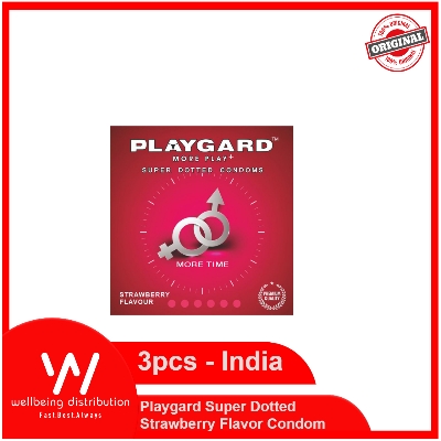 Picture of Playgard Condom Strawberry Flavor Super Dotted Condom 3s Pack - More Play More Time Condom