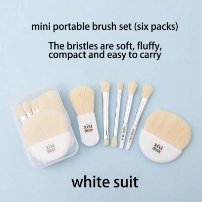 Picture of 6Pcs Mini Travel Women Makeup Brushes Set Portable Soft Concealer Brush Beauty Foundation Eye Shadow Tool Eyelash Brush With Box
