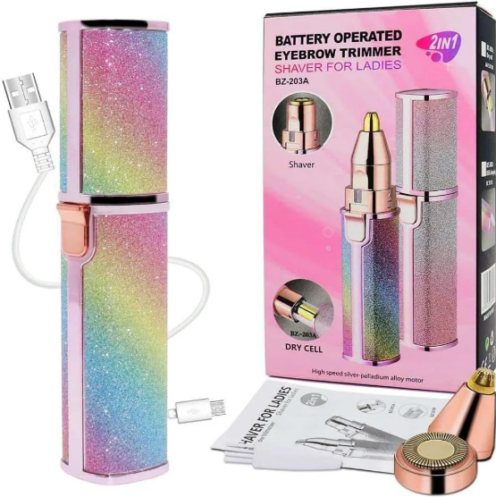 Picture of Eyebrow Trimmer | 2 In 1 Painless Brow Shaver Hair Remover Battery Operated Eyebrow Trimmer Facial Hair Remover