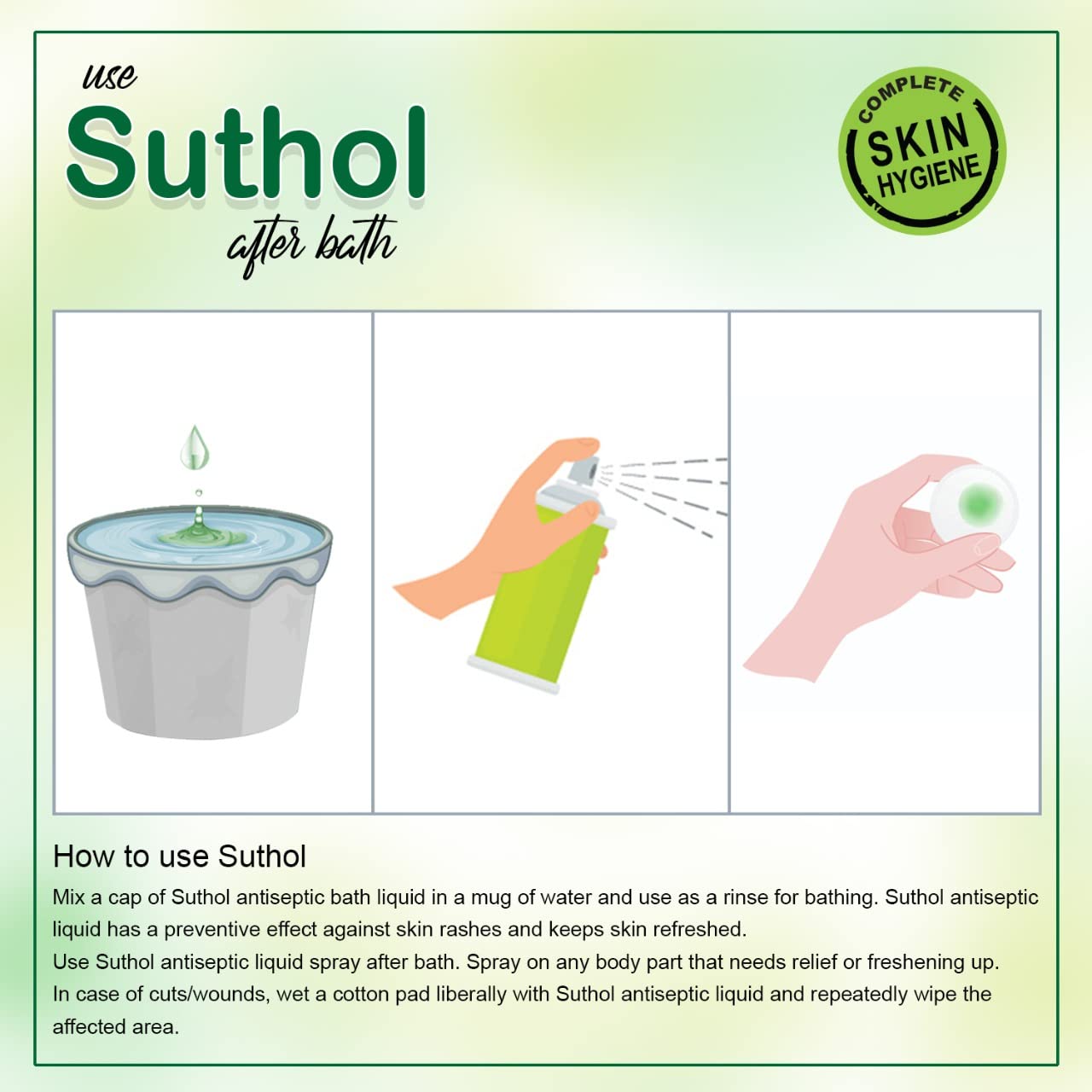 Picture of BOROLINE's Suthol Active Neem Antiseptic Body Hygiene Spray 100 ml | Stops Skin Irritations, Prickly Heat Itching, Rashes | With Neem, Tumeric & Aloe vera | India