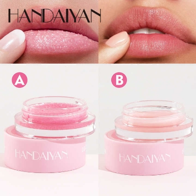 Picture of Handaiyan Lip Balm Sugar Scrub & Lip Perair 2in1 Lip Balm for Women Sugar Scrub Reduce Fine Lines Brighten Exfoliate and Nourish for Pigmented Lips Moisturizing Vitamin Packed Balm