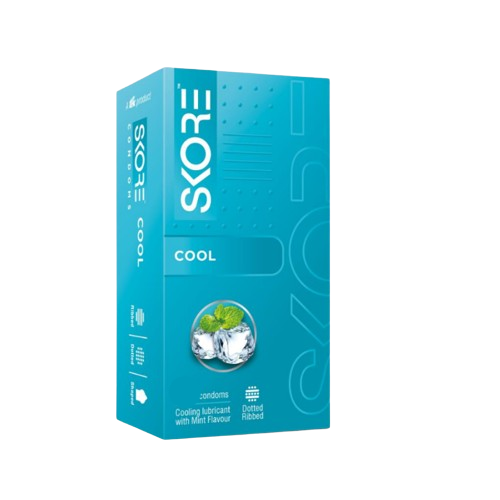 Picture of Skore Condom for Men Cool Mint Flavor Ribbed Dotted Colors Condom 3pcs x 2 Pack | Extra Lubrication | India