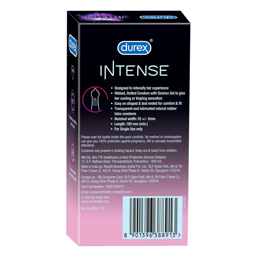 Picture of Durex Intense Condoms for Her Dotted and Ribbed Condom with Desirex Gel - 10pcs Pack