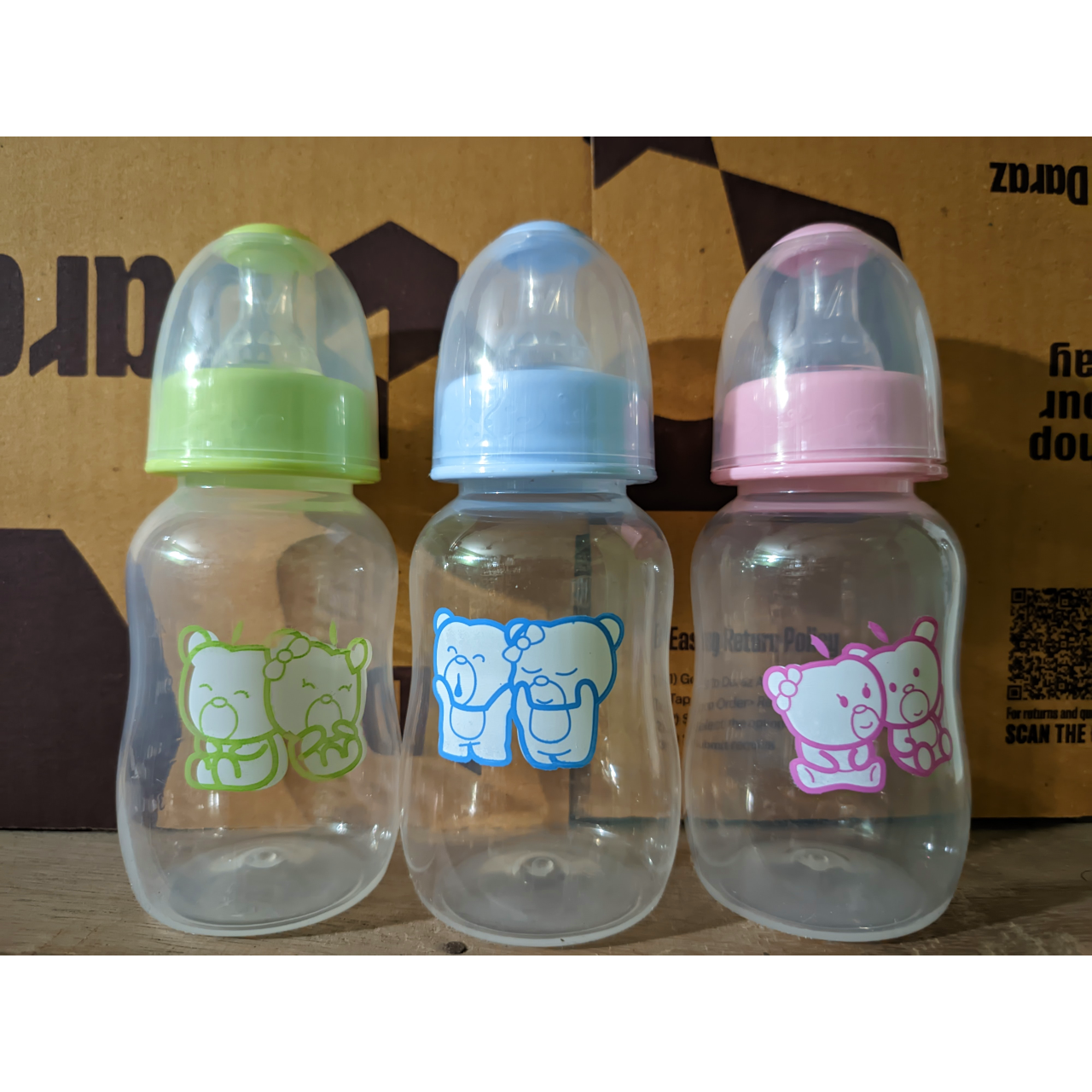 Picture of Baby Feeder Apple Bear Baby Feeder Plastic Bottle with Silicone Nipple 60ml/ 150ml/ 280ml (Select Size Before Order)