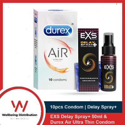 Picture of Durex Air Ultra Thin Condom 10pcs & EXS Spray Plus 50ml | Wedding & Honeymoon Combo Pack | Condom & Lubricant Combo