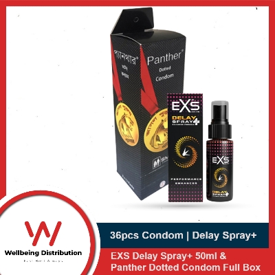 Picture of Panther Condom Full Box & EXS Spray Plus 50ml | Wedding & Honeymoon Combo Pack | Condom & Lubricant Combo