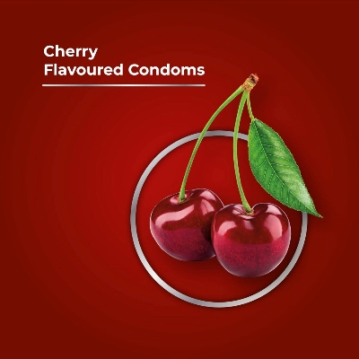 Picture of Skore Condoms for Men 3pcs x 2 Pack Cherry Flavored Colored and 1500+ Dotted Condom