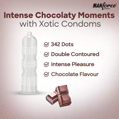 Picture of Manforce Xotic Condom 342Dots Chocolate Flavour Condoms Full Box - 3x12=36pcs