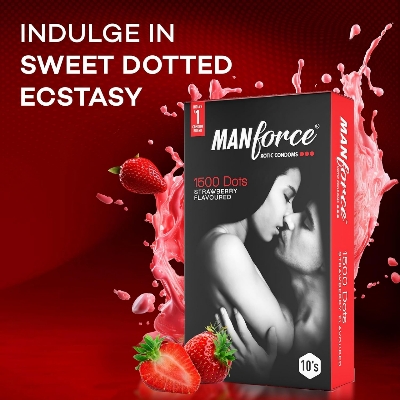 Picture of Manforce Xotic Condom 1500 Dots Strawberry Flavour Condoms - Combo Pack - 3x2=6pcs