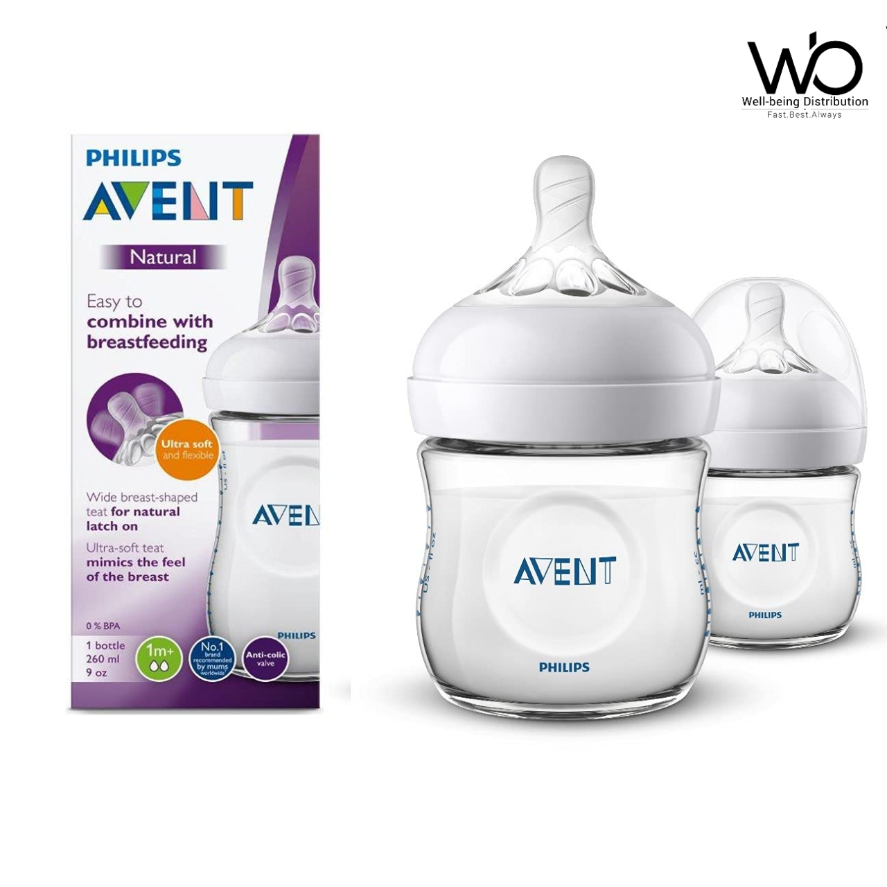 Picture of Baby Feeder Philips Avent Natural Response Baby Feeder Bottle 1m+ 260ml Pack of 2