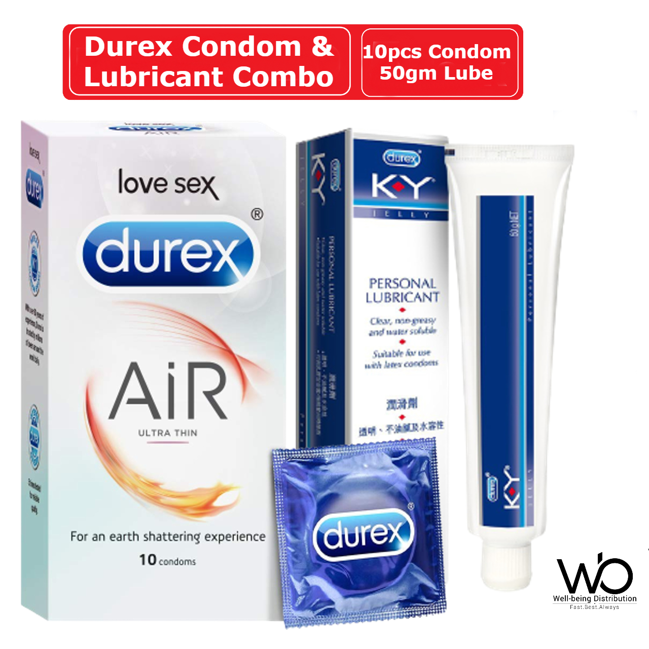 Picture of Durex Condom & Combo - Durex Air Ultra Condom 10pcs & Durex KY Personal 50gm
