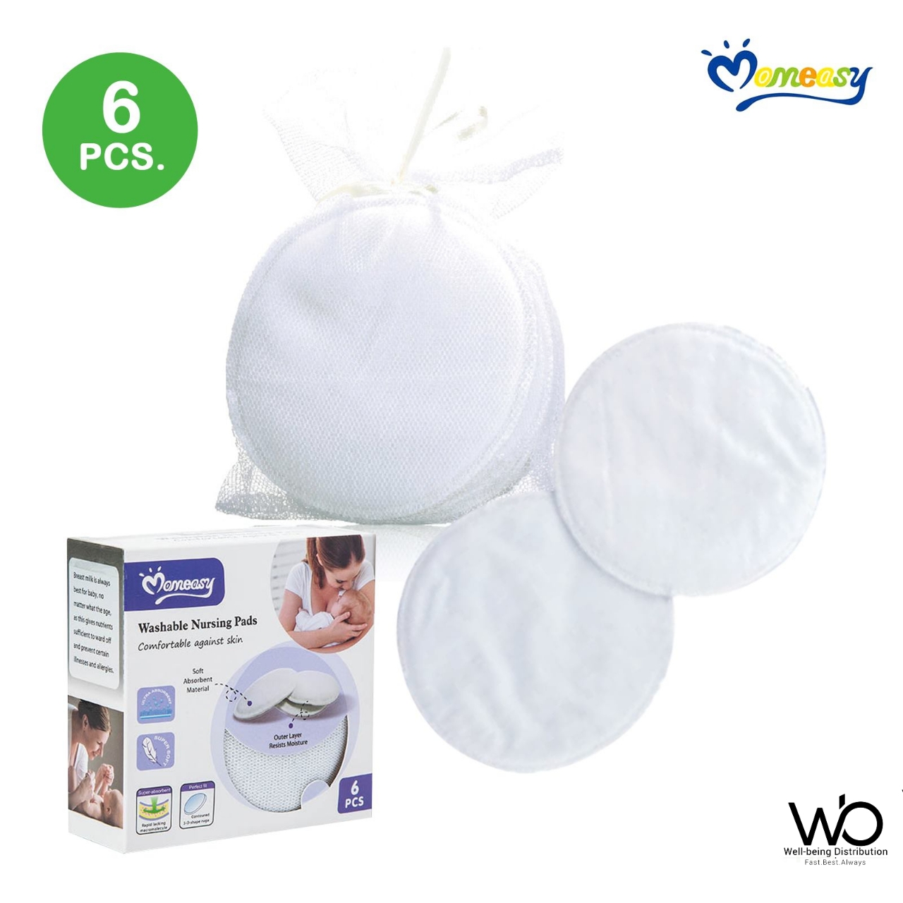Picture of Momeasy Soft Absorbent Washable Nursing BreastPad 6Pcs