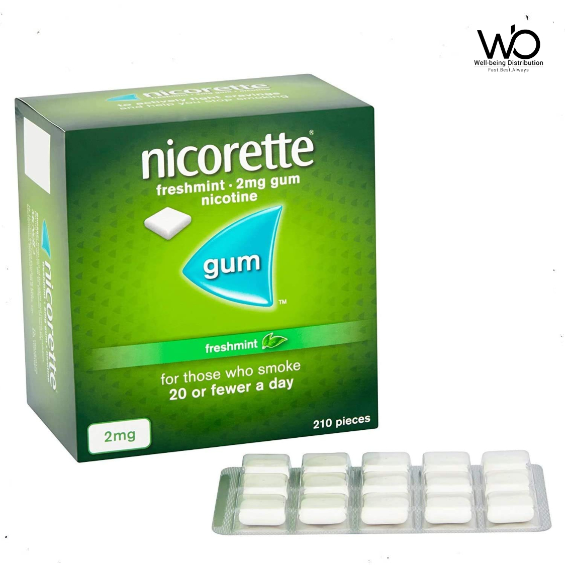Picture of Nicorette 2mg Freshmint Gum 210 Gums Pack (International)