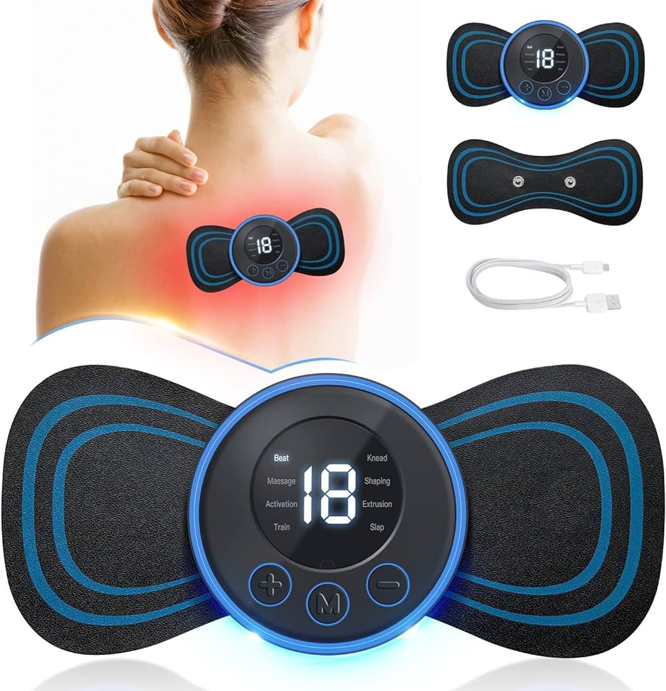 Picture of Mini Massager - Rechargeable Shoulder/ Neck/ Muscle/ Tendonitis/ Deep Tissue/ Back Massager with 2pcs Butterfly Pad