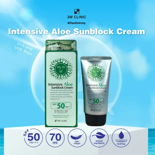 Picture of 3W Clinic Intensive Aloe Sunblock Cream SPF 50+ PA+++ 70ml
