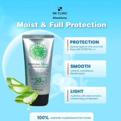 Picture of 3W Clinic Intensive Aloe Sunblock Cream SPF 50+ PA+++ 70ml