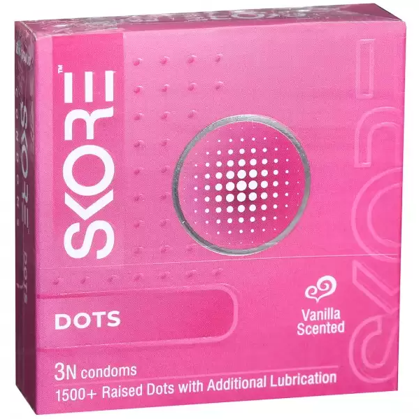 Picture of Skore Condoms for Men 3pcs x 2 Pack 1500+ Raised Dots Vanilla Scented Colored Condom