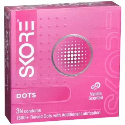 Picture of Skore Condoms for Men 3pcs x 2 Pack 1500+ Raised Dots Vanilla Scented Colored Condom