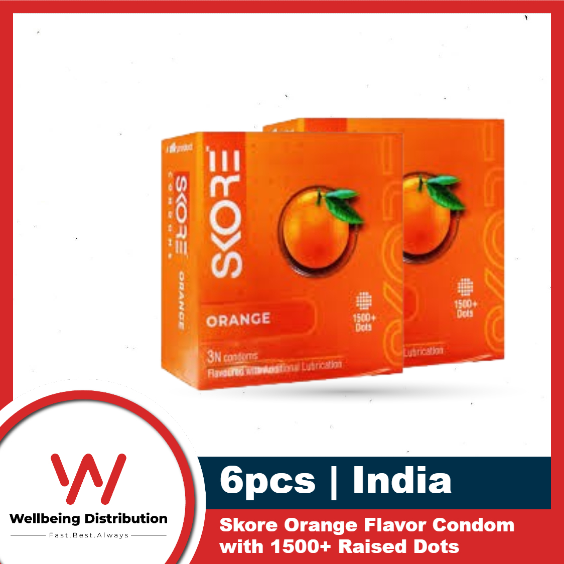 Picture of Skore Condom for Men Orange Flavor Condom 3pcs x 2 Pack with 1500+ Raised Dots | India