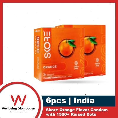 Picture of Skore Condom for Men Orange Flavor Condom 3pcs x 2 Pack with 1500+ Raised Dots | India