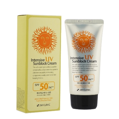 Picture of 3W Clinic Intensive UV Sunblock Cream SPF50 Pa+++ 70ml | For Make up Base Use Also