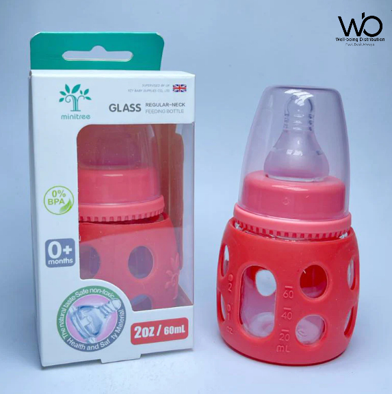 Picture of Baby Feeder Bottle Minitree Regular Neck Baby Feeding Glass Bottle 0m+ 60ml Bottle Multicolor Available