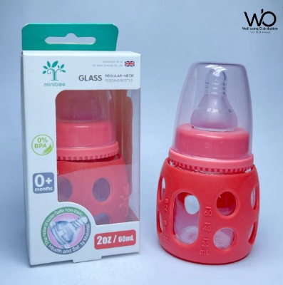 Picture of Baby Feeder Bottle Minitree Regular Neck Baby Feeding Glass Bottle 0m+ 60ml Bottle Multicolor Available