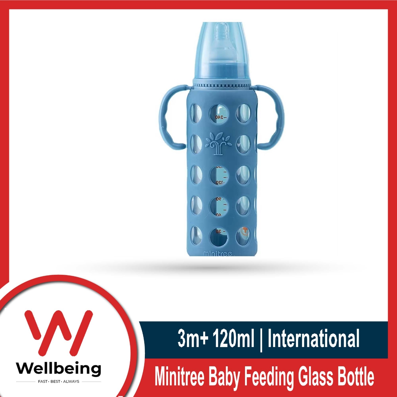 Picture of Baby Feeder Bottle Minitree Regular Neck Baby Feeding Glass Bottle 0m+ 60ml/ 3m+ 120ml/ 6m+ 240ml Bottle Multicolor Available (Select Size Before Order)