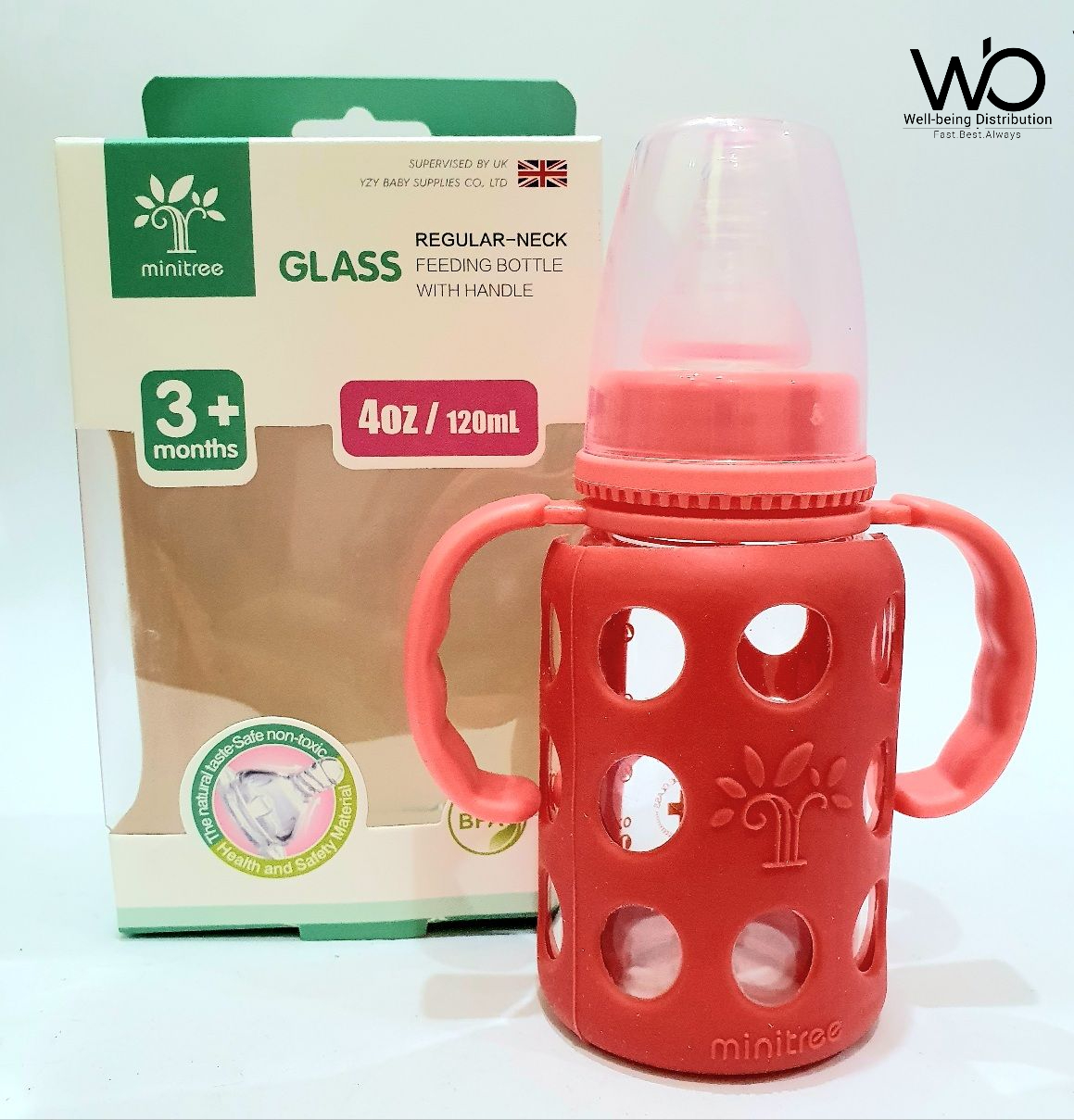 Picture of Baby Feeder Bottle Minitree Regular Neck Baby Feeding Glass Bottle 0m+ 60ml/ 3m+ 120ml/ 6m+ 240ml Bottle Multicolor Available (Select Size Before Order)
