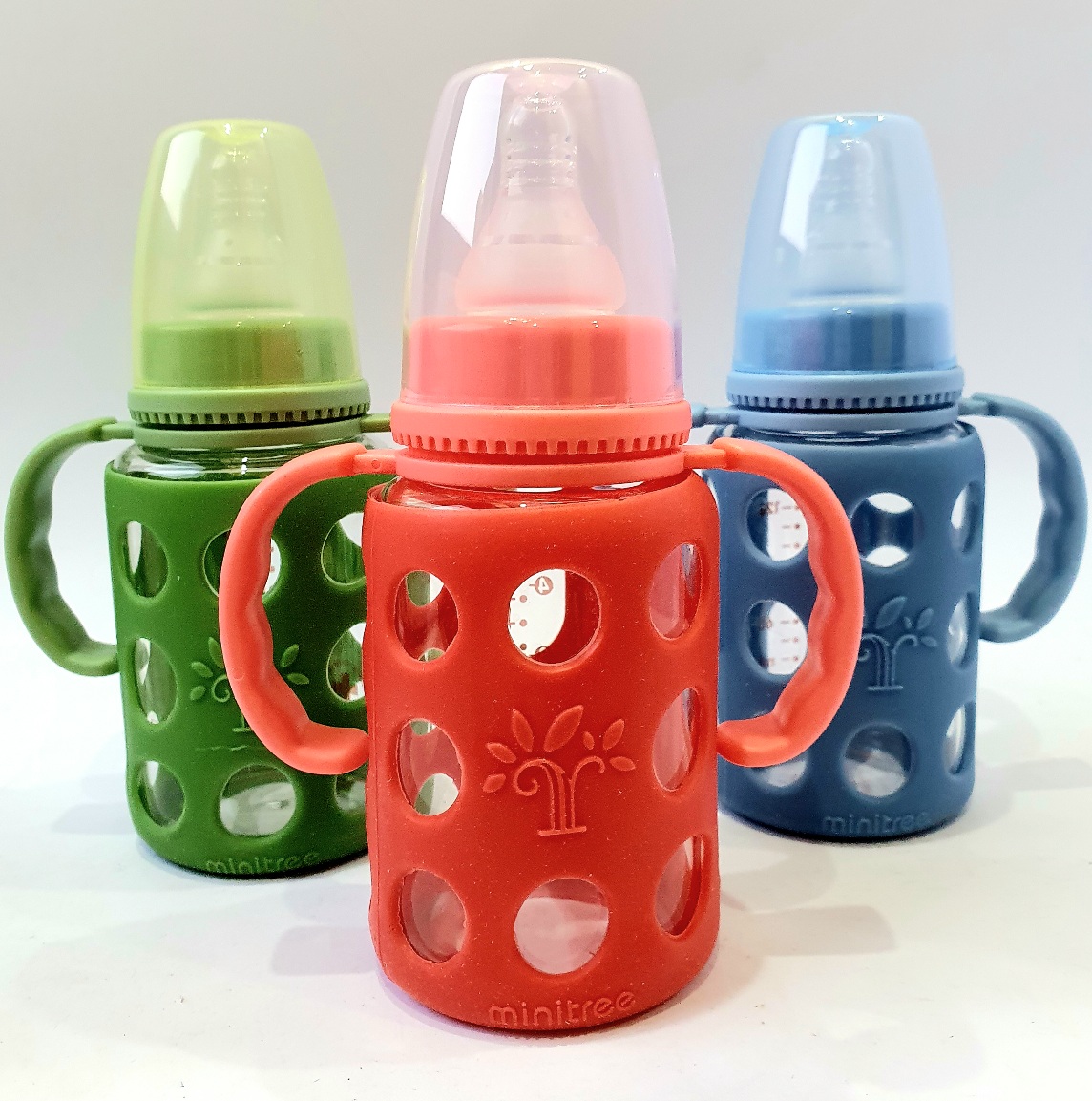 Picture of Baby Feeder Bottle Minitree Regular Neck Baby Feeding Glass Bottle 0m+ 60ml/ 3m+ 120ml/ 6m+ 240ml Bottle Multicolor Available (Select Size Before Order)