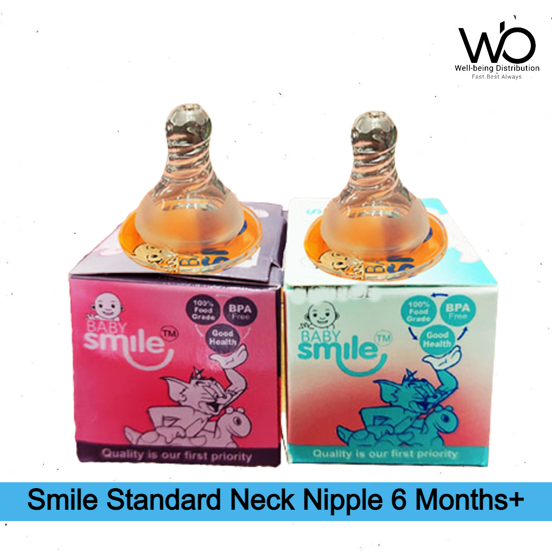Picture of Baby Smile Standard Neck Soft Silicone Nipple L 6month+ 2pcs Pack Combo