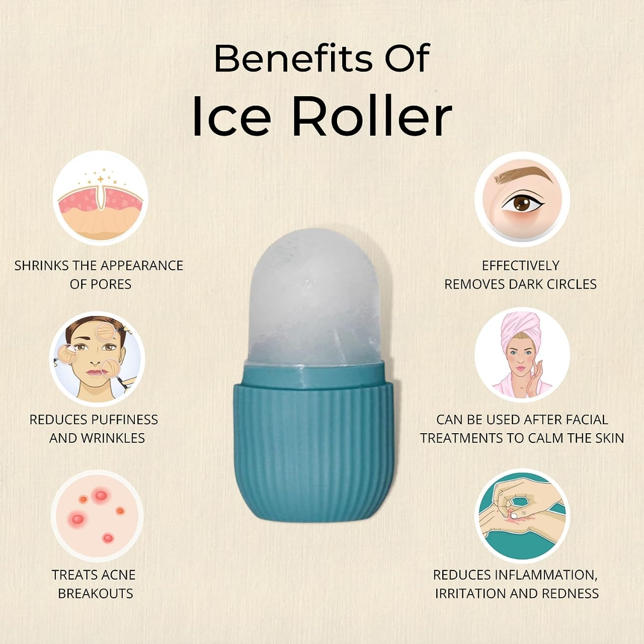 Picture of 1pcs Ice Roller for Neck, Face & Eyes Massager | For Face and Eye Puffiness