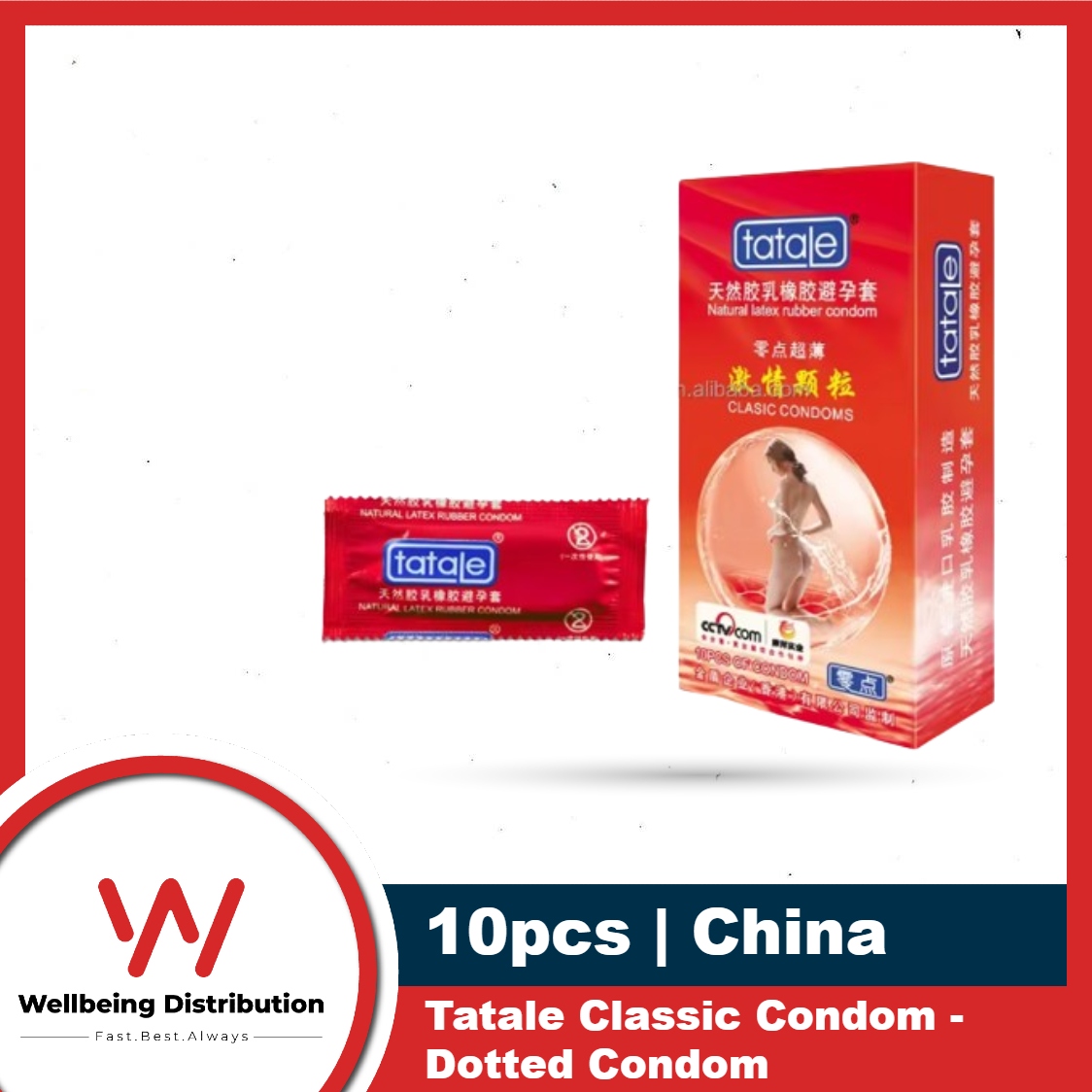 Picture of Tatale Classic Condom For Men 10pcs Pack - Dotted & Ribbed Condom , Plain & Thin Condom