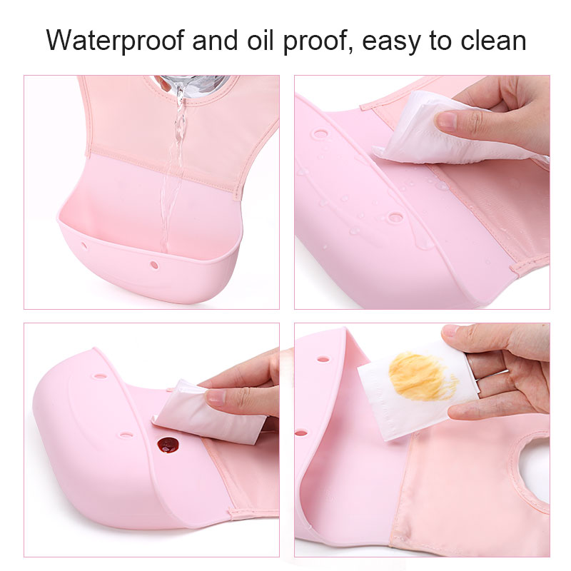 Picture of 1pcs Silicon Baby Bib With Food Catcher - Multiple Color Available