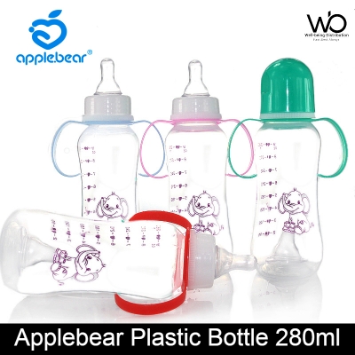 Picture of Applebear Baby Milk Bottle - Plastic Feeding Straw Bottle with Handle 280ml (Multicolor)