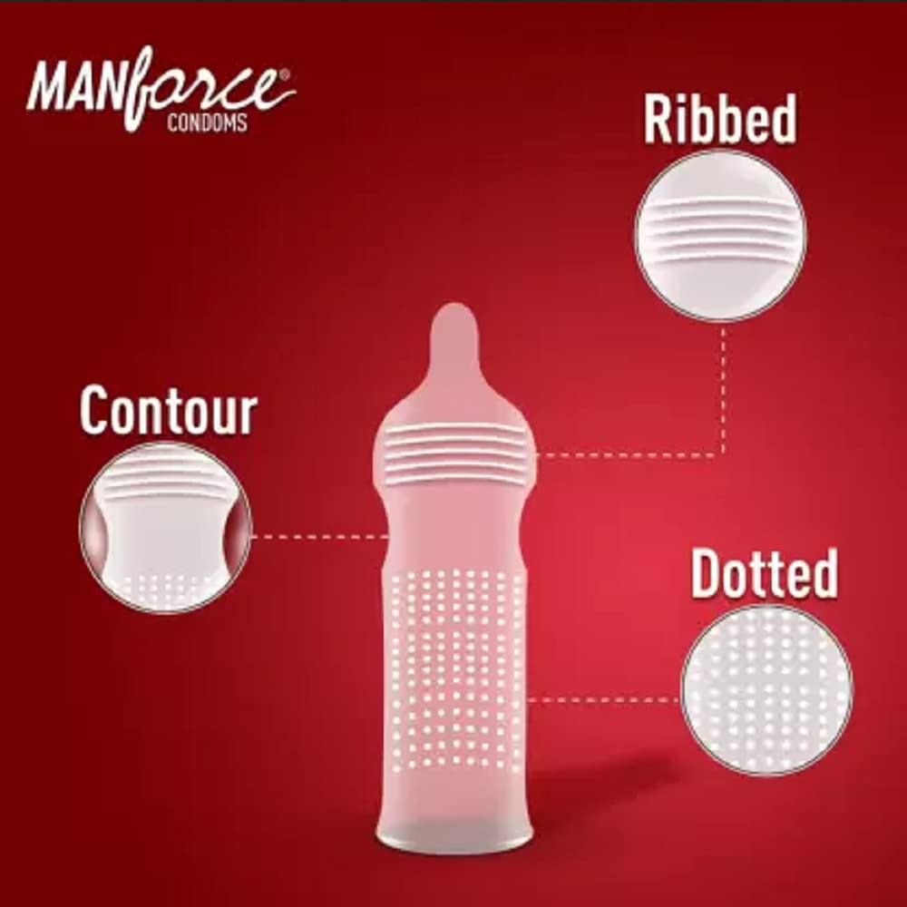 Picture of Manforce Condom  Large pack Mix  - 1 Pack Chocolate & 1 Pack Strawberry Flavor Dotted Condom - 10x2=20pcs Condom