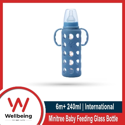 Picture of Baby Feeder Bottle Minitree Regular Neck Baby Feeding Glass Bottle 0m+ 60ml/ 3m+ 120ml/ 6m+ 240ml Bottle Multicolor Available (Select Size Before Order)