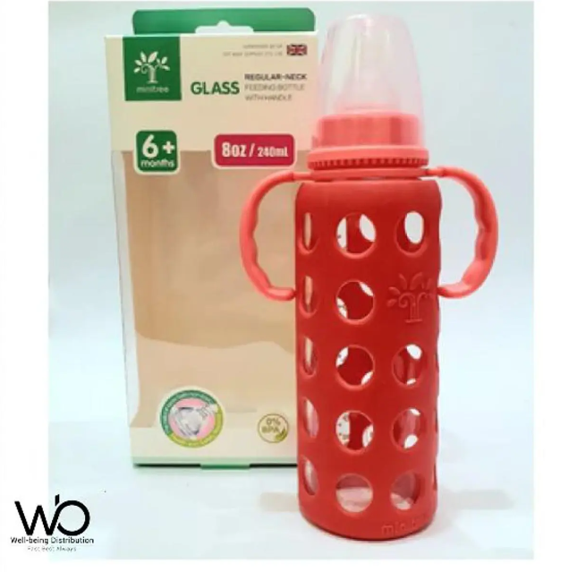 Picture of Baby Feeder Bottle Minitree Regular Neck Baby Feeding Glass Bottle 0m+ 60ml/ 3m+ 120ml/ 6m+ 240ml Bottle Multicolor Available (Select Size Before Order)