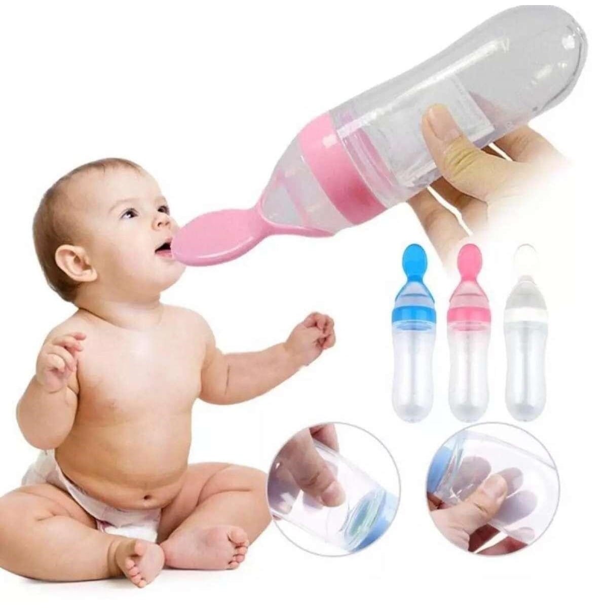 Picture of Baby Smile Rice Powder Feeder 90ml Silicone Bottle with Plastic Spoon