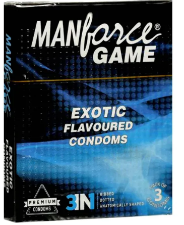 Picture of Manforce Game Exotic Flavored Condom Combo Pack 3x2=6pcs 3in1 Ribbed Dotted Anatomically Shaped Condom