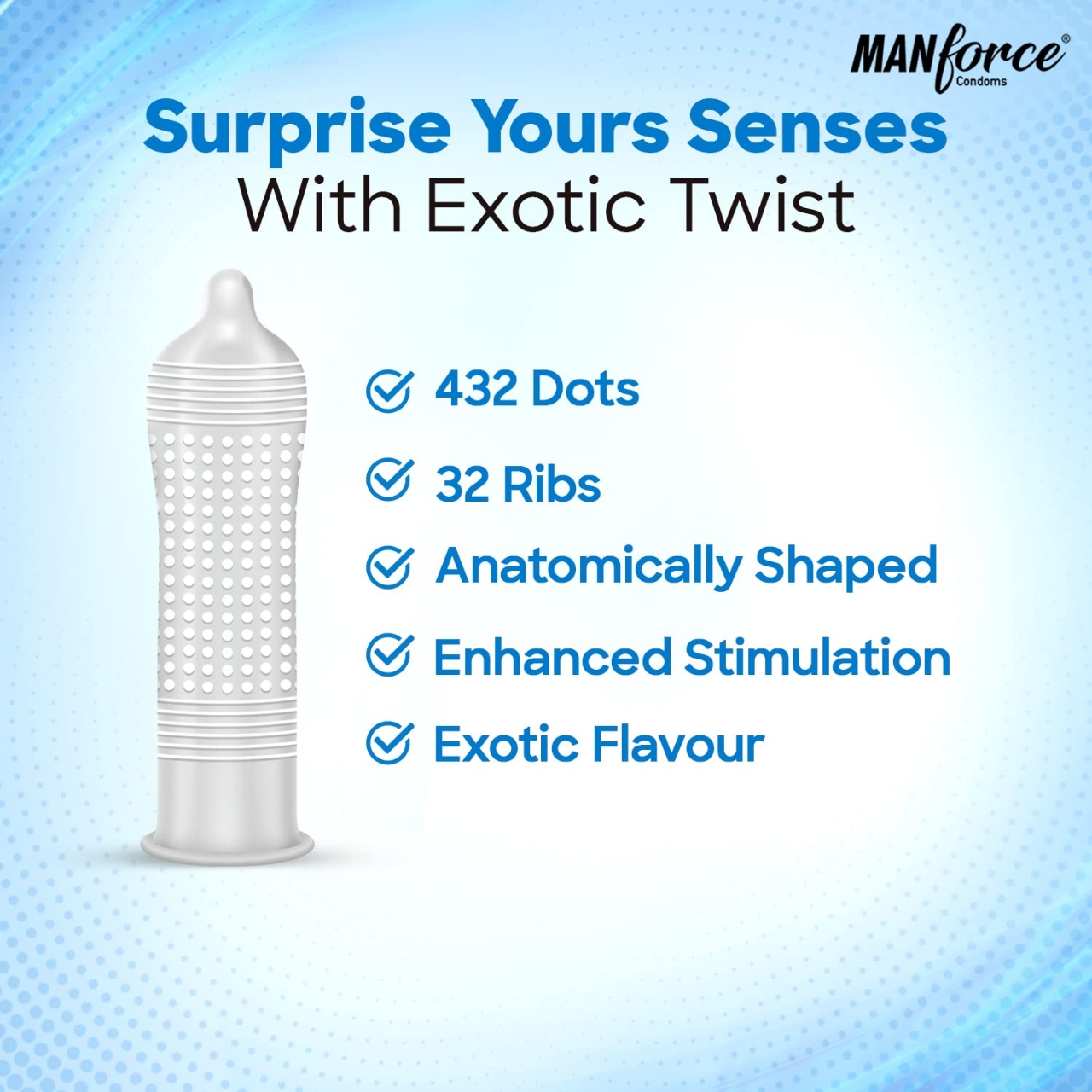 Picture of Manforce Game Exotic Flavored Condom Combo Pack 3x2=6pcs 3in1 Ribbed Dotted Anatomically Shaped Condom